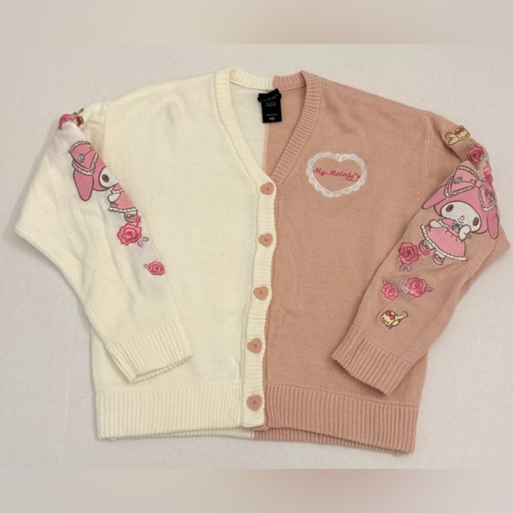 Sanrio My Melody Blush Pink & Creamy White Split Cardigan